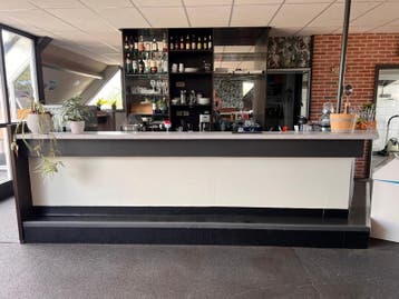 Hoekbar met toogkast zonder inhoud, donkerbruin, Nieuw