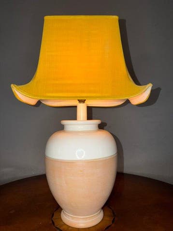 Kolom vloerlamp - Keramiek, stof - Een grote tafellamp (70