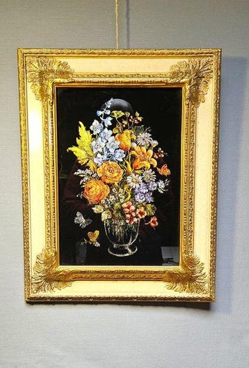 Bloemstilleven in Baroklijst