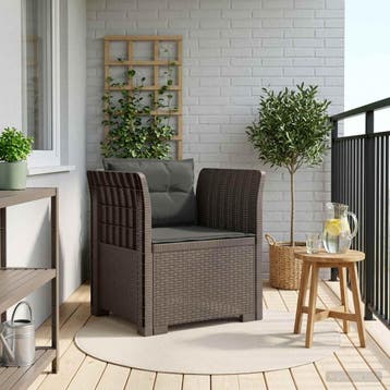 vidaXL Eénpersoons Fauteuil met Kussens Rattan Look PP, Verzenden, Nieuw