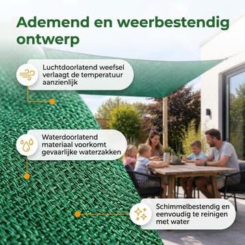Schaduwdoek hdpe green 3x4m, Verzenden, Nieuw