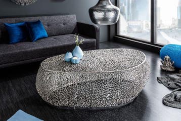 Filigraan design salontafel ABSTRACT BLAD 120cm zilver, Ophalen of Verzenden, Nieuw