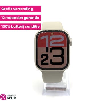Apple Watch Serie 9 41mm starlight | 100% batterij, Sieraden, Tassen en Uiterlijk, Smartwatches, Stressniveau, Verzenden, IOS