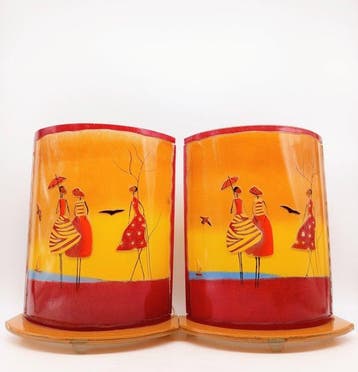 Lamp (2) - Plastic, Glas - Tafellampen van glas