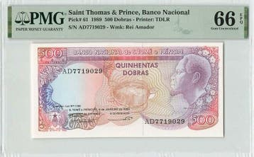 1989 Saint Thomas Prince 500 Dobras Pick 61 Pmg Gem Unc 6..., Verzenden