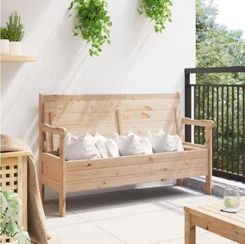 3-Zits Grenenhouten Tuinbank met Opbergruimte, Tuin en Terras, Tuinbanken, Verzenden, Nieuw