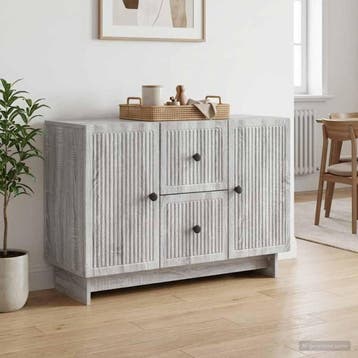 vidaXL Dressoir met lade Grijs sonoma 89 x 34,5 x 60 cm, Verzenden, Nieuw, Overige houtsoorten, Minder dan 50 cm