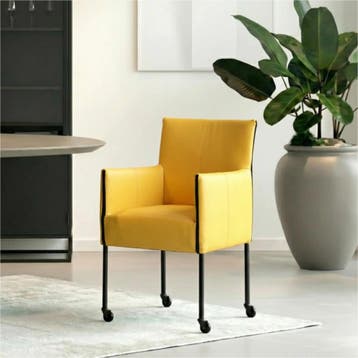 Set van 10 Leren eetkamerstoelen More - Toledo Giallo, Huis en Inrichting, Stoelen, Ophalen of Verzenden, Nieuw, Leer