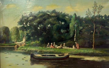 Joseph Gerardus Jole (1877-1919) - Idyllisch rivierlandschap