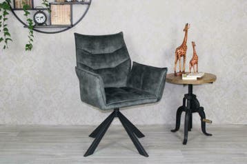 Eetkamerstoel Stan groen velvet stof, 360 draaibaar!, Huis en Inrichting, Overige kleuren, Nieuw, Ophalen of Verzenden, Vijf, Zes of meer stoelen