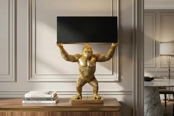 Tafellamp KING APE 65cm zwart goud - 48002, Ophalen of Verzenden, Nieuw