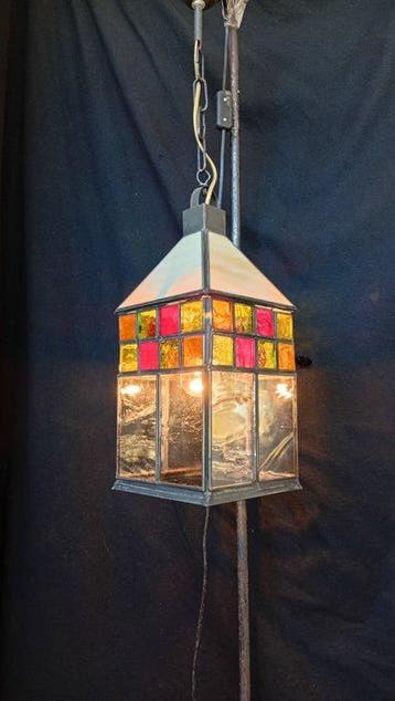 Plafondlamp - Glas-in-lood - Ambachtelijk glas-in-lood, Antiek en Kunst, Curiosa en Brocante