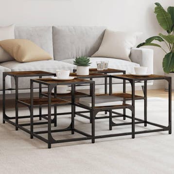 vidaXL Salontafel 91x91x40 cm bewerkt hout gerookt, Huis en Inrichting, Tafels | Salontafels, Verzenden, Nieuw, Overige houtsoorten