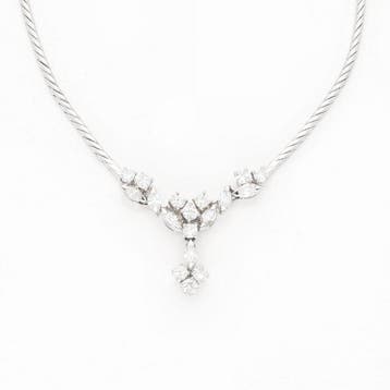Halsketting - 18 karaat Witgoud Diamant (Natuurlijk), Nieuw