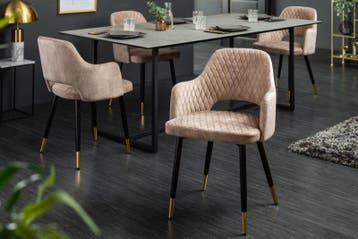 Elegante stoel PARIS grijs fluweel decoratief quilten en, Huis en Inrichting, Stoelen, Ophalen of Verzenden, Nieuw