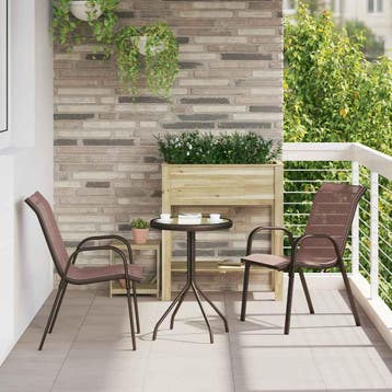 vidaXL Tuinstoelen stapelbaar 2 st textileen stof bruin, Verzenden, Nieuw