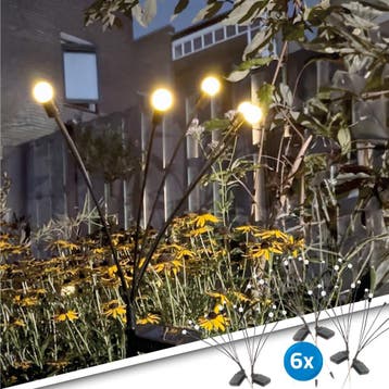 Solar priklamp Miami | Warm wit licht | Set van 6 stuks, Zonne-energie, Kunststof, Verzenden, Minder dan 50 watt