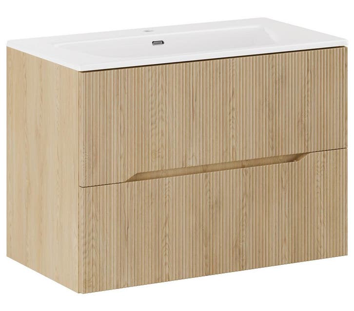 Badkamermeubel Nova 80 cm – Eiken – Hangend Badmeubel, Huis en Inrichting, Badkamer | Badkamermeubels, Nieuw, Wastafelkast, Verzenden