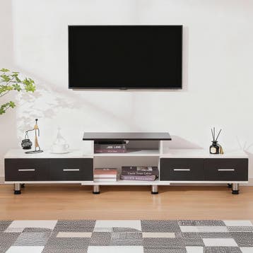 Uitschuifbaar TV Meubel 120-170 cm met 4 Lades, 3 Open Vakke, Huis en Inrichting, Verzenden, Nieuw