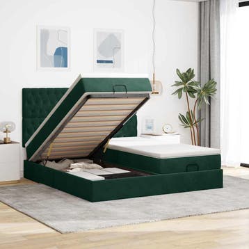 vidaXL Ottoman bed met matrassen en LEDs 160x200cm fluweel, Verzenden, 200 cm, Stof, 160 cm