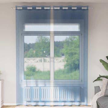 vidaXL Gordijnen voile met doorvoertules 2 st koningsblauw, Verzenden, Nieuw, Blauw
