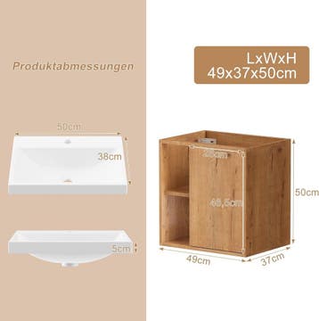 Wastafelkast - Wastafelmeubel - Wastafelonderkast - 50 cm -, Verzenden, Zo goed als nieuw