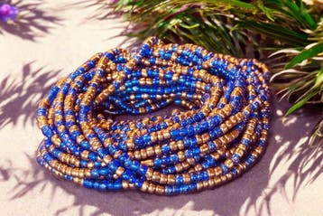 Waist Beads / Afrikaanse Heupketting - Keke -  Blauw (Tradit, Sieraden, Tassen en Uiterlijk, Kettingen, Ophalen of Verzenden, Nieuw