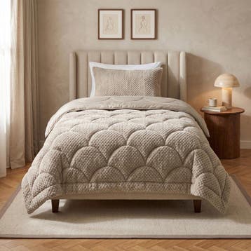 Lazy all-in-one dekbed Teddy fur - taupe - 140 x 200 cm |, Verzenden, Nieuw