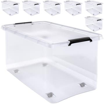 6 Stuk Opbergbox met Deksel Transparant 60x40x35cm 60L, Verzenden, Nieuw