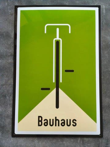 Bauhaus - enamel sign BAUHAUS Fahrrad grün Emailschild, Antiek en Kunst