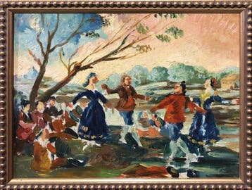 École Espagnole (c. 1950) - Danse de majos au bord du