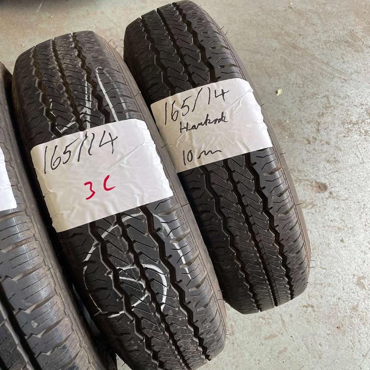 2 x Hankook 165-80-14 C Zomerbanden 10mm, Auto-onderdelen, Banden en Velgen, 14 inch, Zomerbanden, 165 mm, Bestelwagen, Gebruikt