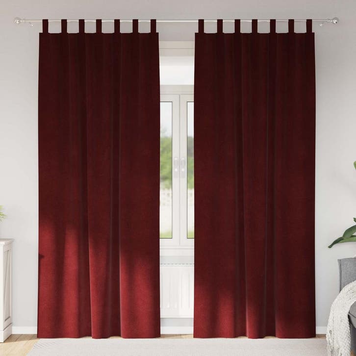 vidaXL Verduisterende gordijnen 2 pcs Wijnrood 140 x 245 cm, Huis en Inrichting, Stoffering | Gordijnen en Lamellen, Rood, Nieuw