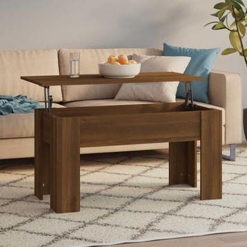 vidaXL Salontafel 101x49x52 cm bewerkt hout bruin eikenkleur, Minder dan 50 cm, 100 tot 150 cm, Verzenden, Nieuw