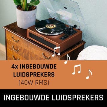 Platenspeler - Bluetooth - Met speakers - Bruin - Lenco - LS, Verzenden, Zo goed als nieuw
