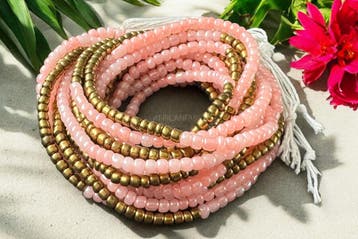Waist Beads / Afrikaanse Heupketting - Abinéné - Goud / roze, Ophalen of Verzenden, Nieuw
