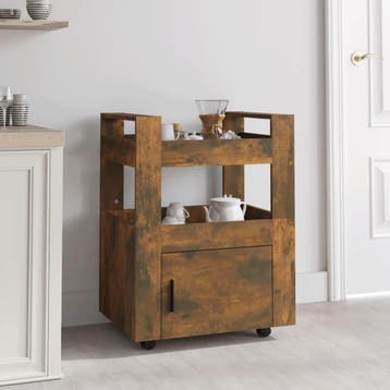 vidaXL Keukentrolley 60x45x80 cm bewerkt hout gerookt, Verzenden, Nieuw