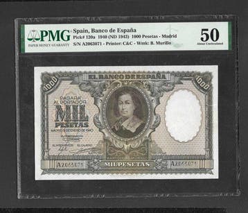 Spanje. - 1000 Pesetas 1940 - Pick 120a - repaired, Postzegels en Munten, Bankbiljetten | Europa | Niet-Eurobiljetten