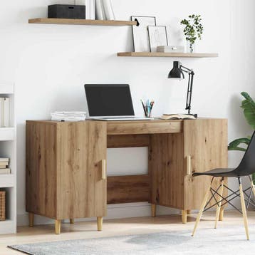 vidaXL Bureau Artisan Eiken Bewerkt hout 140 x 50 x 75 cm, Verzenden, Nieuw