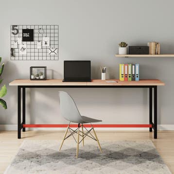 vidaXL Werkbank 200x55x81,5 cm massief beukenhout en metaal, Doe-het-zelf en Verbouw, Verzenden, Nieuw