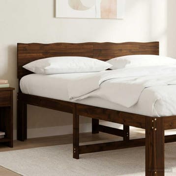 vidaXL Boomstamrand hoofdeinde ROSTOCK Donkerbruin 140 cm, Verzenden, Nieuw, Bruin, Hout