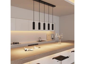 Calex Hanglamp - GU10 - 5-Lichts - Pendel - Mat Zwart -, Huis en Inrichting, Lampen | Hanglampen, Verzenden, Nieuw