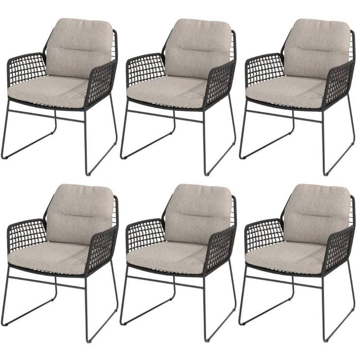 Rhodos dining tuinstoel antraciet Taste 4SO set van 6, Tuin en Terras, Tuinstoelen, Nieuw, Ophalen of Verzenden