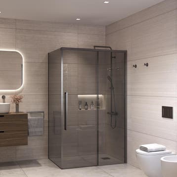 Douchecabine Sanivo Nova Soft Close Gunmetal Rookglas (Alle, Ophalen of Verzenden, Nieuw, Douche