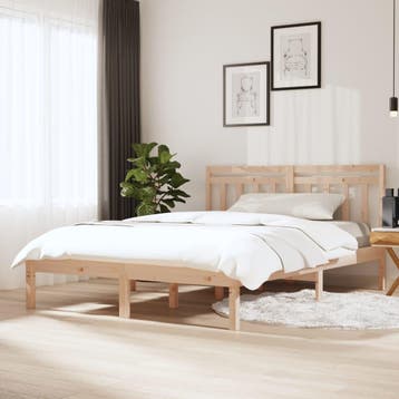 vidaXL Bedframe massief hout 135x190 cm, Bruin, Verzenden, 190 cm of minder, Overige maten