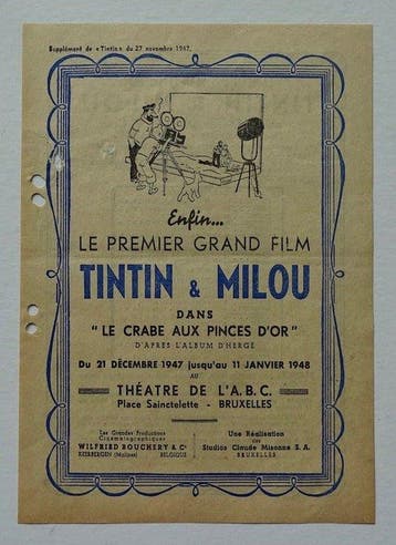Hergé - Le crabe aux pinces dor - Flyer promotionnel - 1947, Boeken, Nieuw