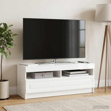 vidaXL LED tv-meubel Hoogglans Wit Bewerkt hout, Huis en Inrichting, Minder dan 50 cm, Verzenden, Nieuw, Minder dan 100 cm