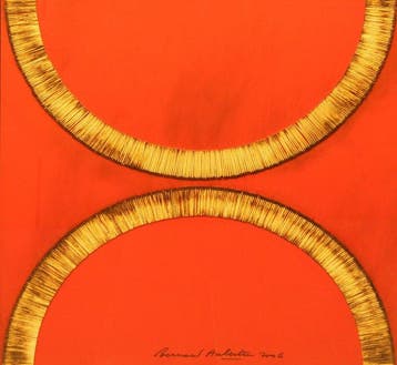 Bernard Aubertin (1934-2015) - Dessin de feu sur table rouge