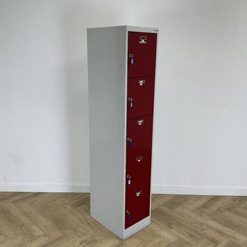 Overtoom lockerkast 5 deurs (hxbxd) 184,5x37x50 cm, Ophalen of Verzenden, Gebruikt