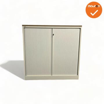 Roldeurkast - Ahrend - 120x120x45cm - wit met metalen rol..., Werkplek, Ophalen of Verzenden, Gebruikt, Kast